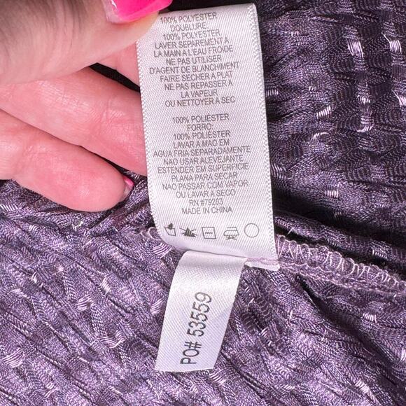 Alex Evenings Women's Plus Sz 2X Purple with Silver Open front Jacket Blazer LS - Picture 5 of 10